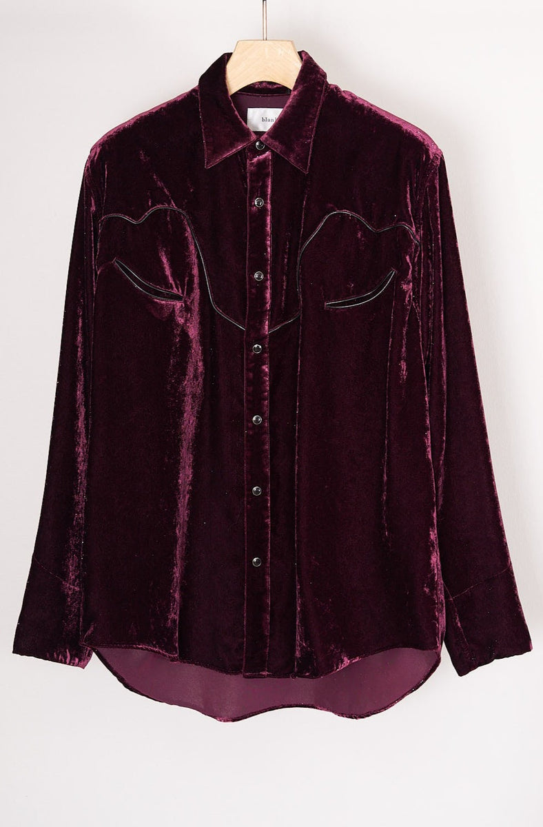 LAME VELVET WESTERN SHIRT (BORDEAUX) – blank