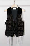 LAME STAR EMBROIDERED VELVET VEST(BLACK)