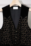 LAME STAR EMBROIDERED VELVET VEST(BLACK)