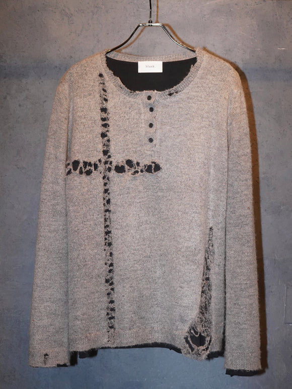 Cross Damaged Knit (GRY)