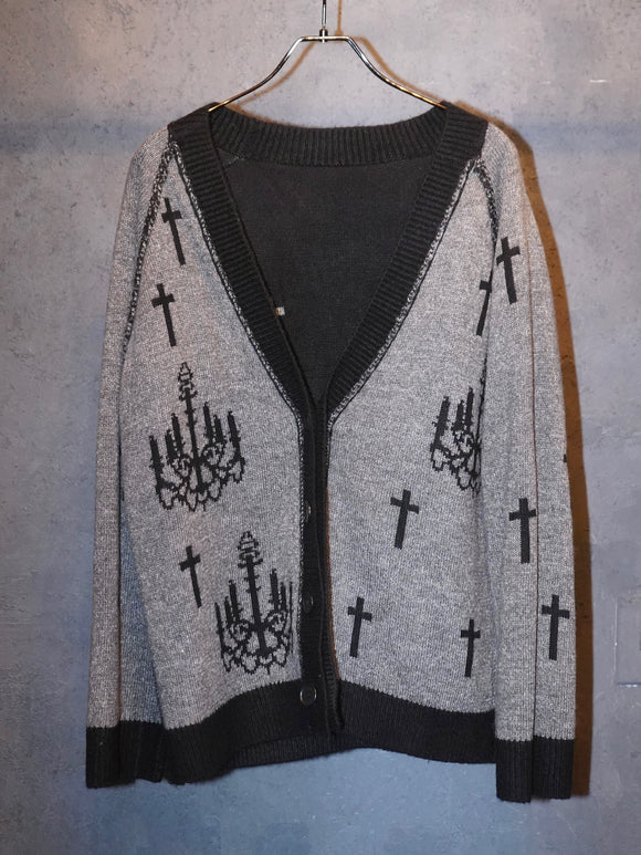 Chandelier Cross Reversible Cardigan(GRY/BLK)