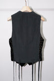 LAME STAR EMBROIDERED VELVET VEST(BLACK)