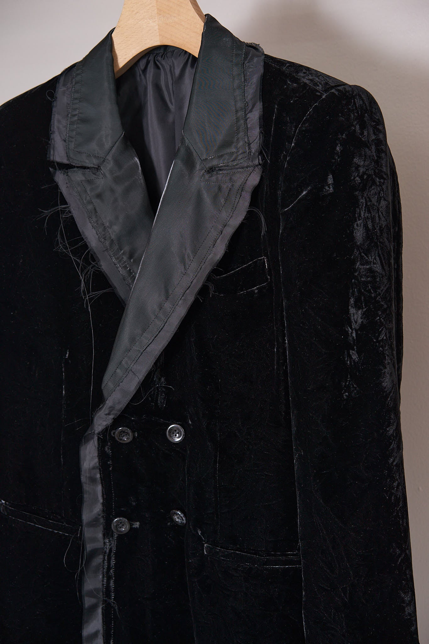 CUT OFF VELVET JACKET(BLACK) – blank