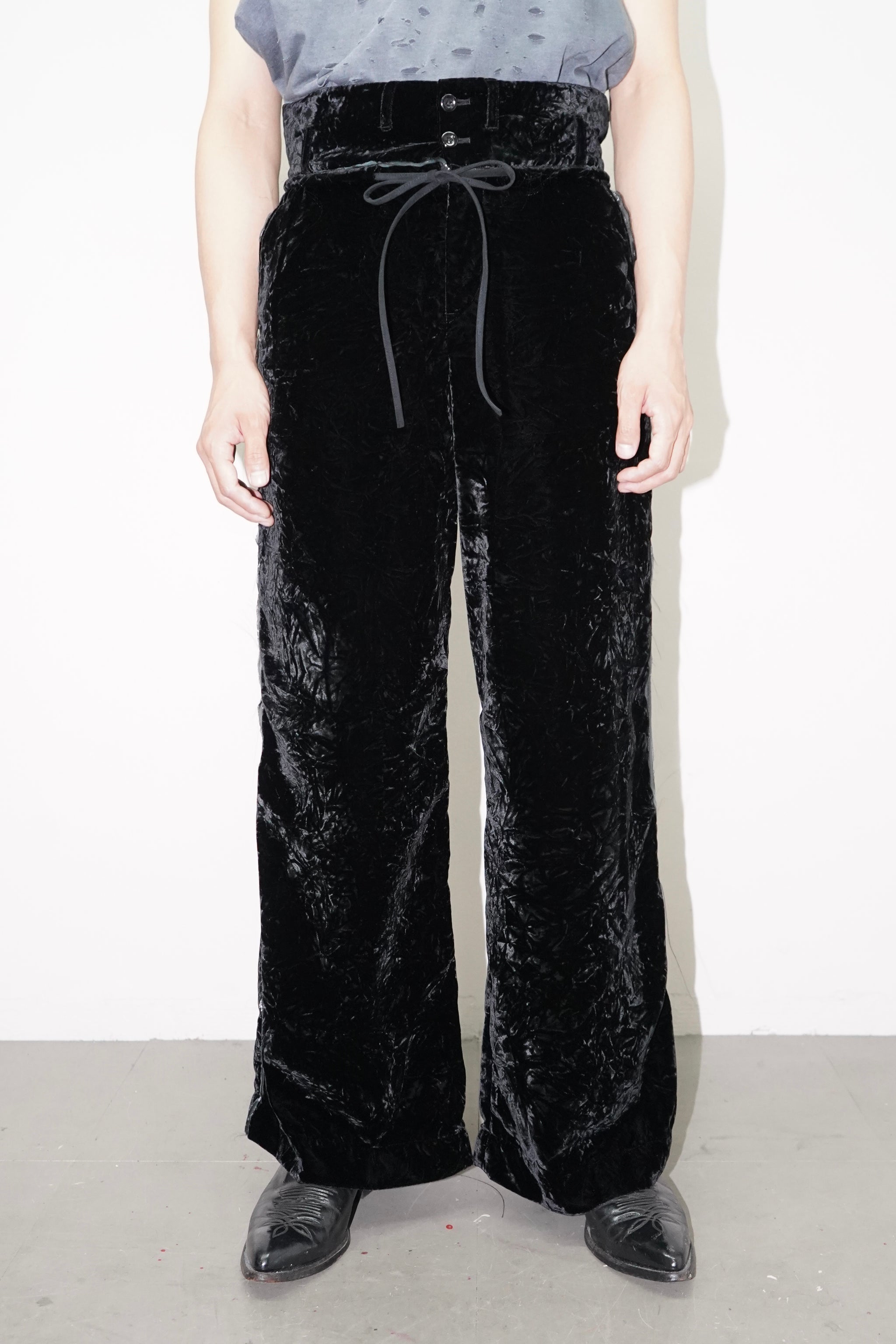 パンツ blank 23AW CUT OFF VELVET TROUSERS CUT OFF VELVET TROUSERS(BLACK) – blank