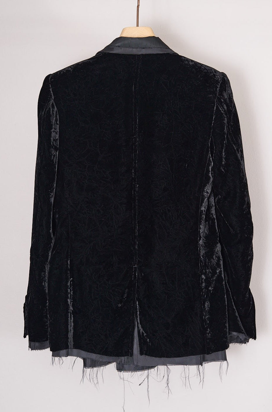 CUT OFF VELVET JACKET(BLACK) – blank