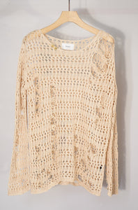 LOW-GAUGE DAMAGED KNIT(BEIGE)