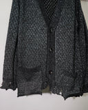 "後払い決済"【9月配送予定】BURNT DAMAGED LAME CARDIGAN (BLACK)