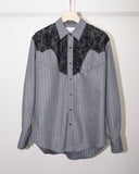 LAME STRIPE GRATE WESTERN SHIRT(GRAY)