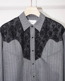 LAME STRIPE GRATE WESTERN SHIRT(GRAY)