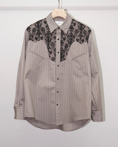 "後払い決済"【9~10月配送予定】LAME STRIPE GRATE WESTERN SHIRT(BEIGE)