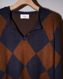 【9月配送予定】DIAMOND PIERROT KNIT(BROWN)