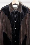 PIPING SPARKLY VELOUR SHIRT(BROWN)