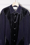 PIPING SPARKLY VELOUR SHIRT(NAVY)