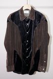 PIPING SPARKLY VELOUR SHIRT(BROWN)