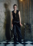 "後払い決済"【9~10月配送予定】LAME STAR EMBROIDERED VELVET VEST(BLACK)