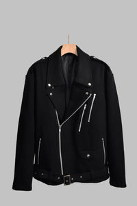 TWO-FACES MELTON RIDERS COAT(BLACK)